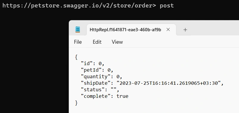 Test Web API using HTTPREPL