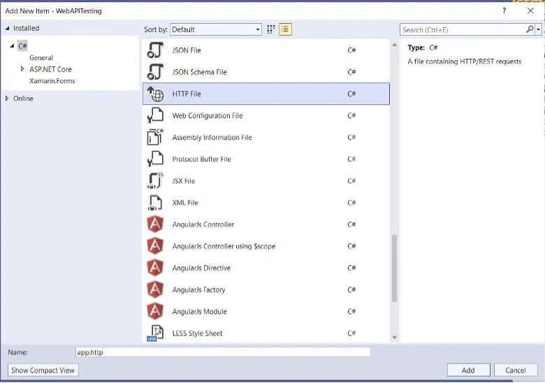 Testing REST APIs from Visual Studio 2022