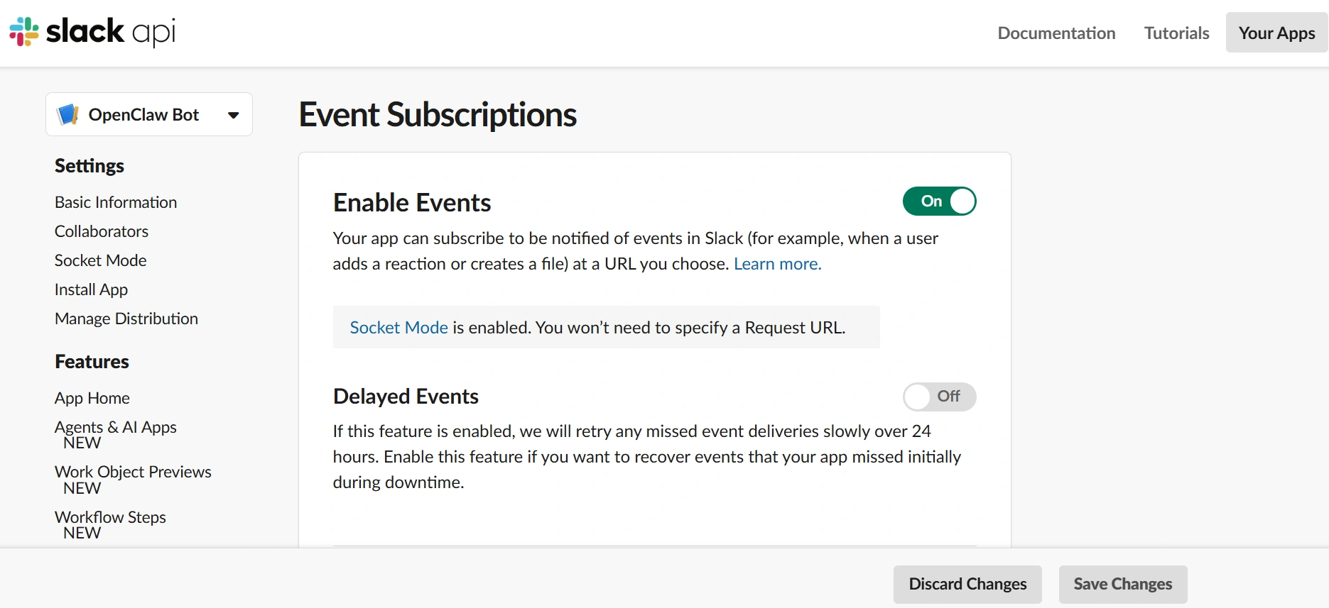 Event Subscription Enable