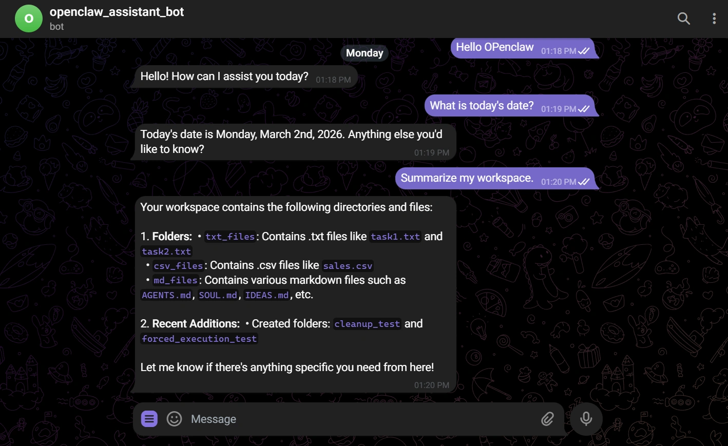 Telegram Assistant Example
