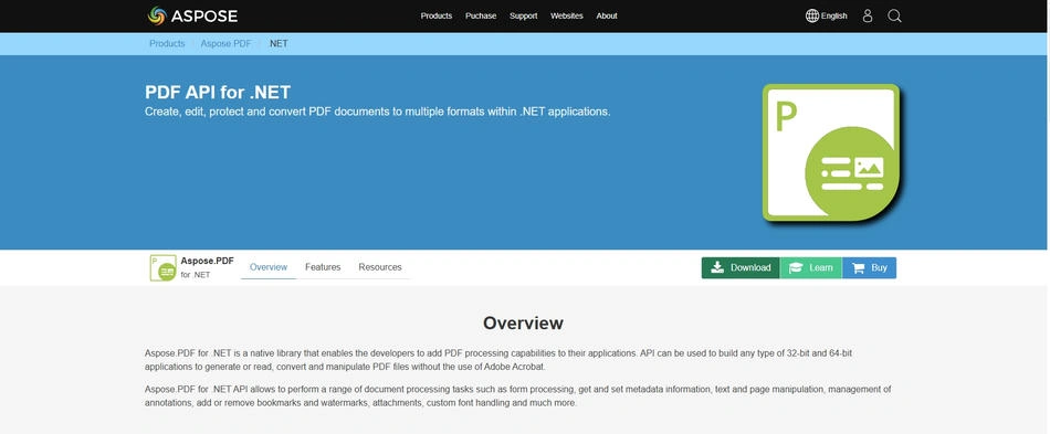 Aspose.PDF-Homepage