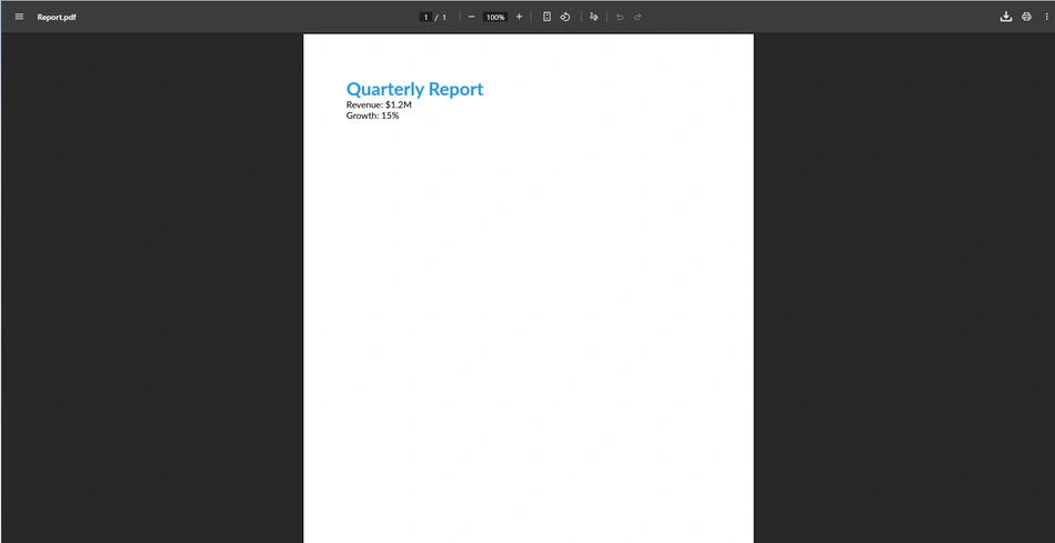 Output PDF for QuestPDF