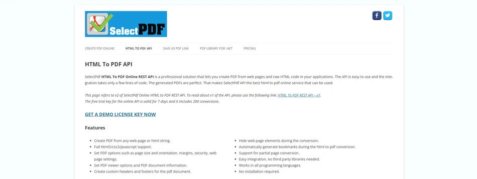SelectPdf-Homepage