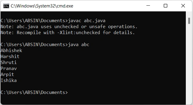 Enumeration output