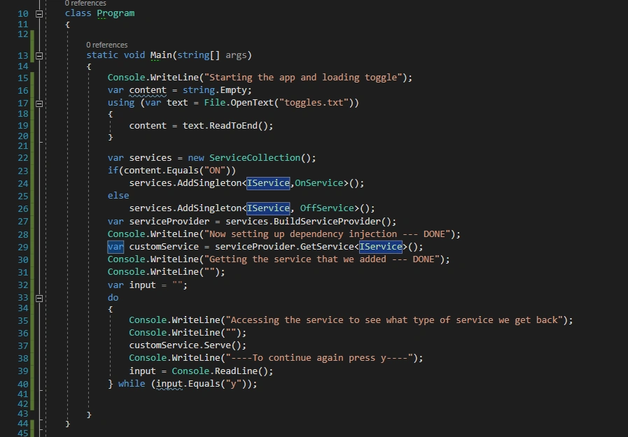 Toggling Code With IoC