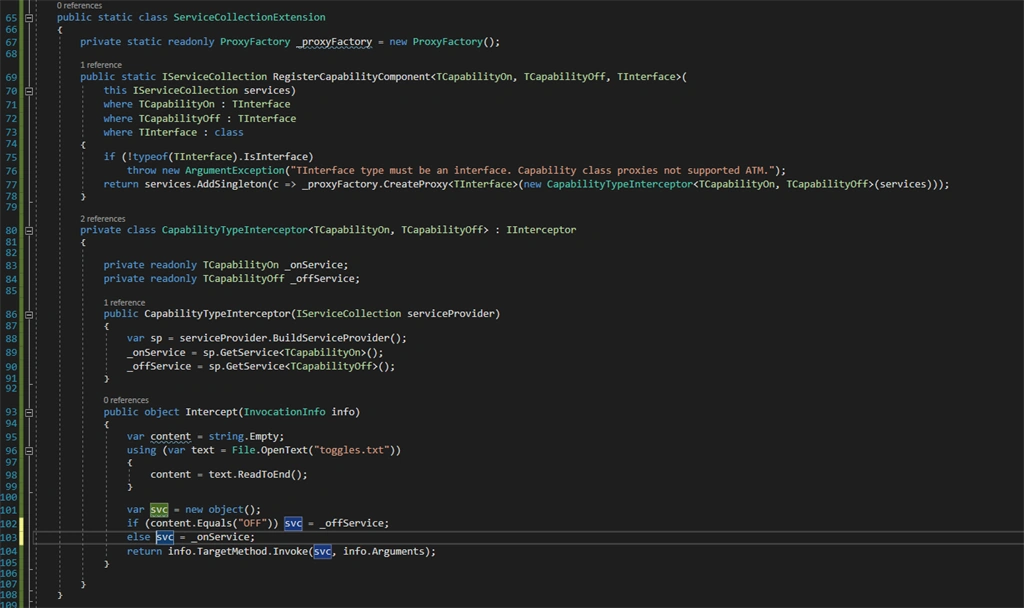 Toggling Code With IoC