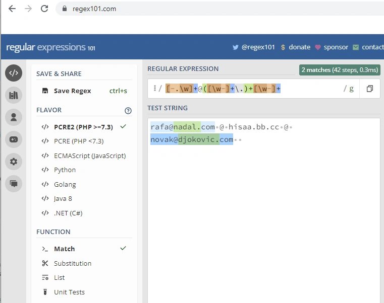 Regex 7 free test tools