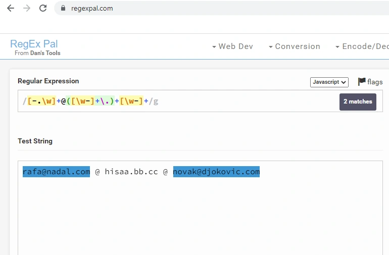 Regex 7 free test tools