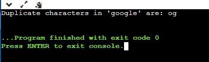 duplicate cahrachteroutput