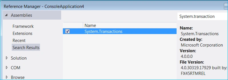 Transaction assembly reference