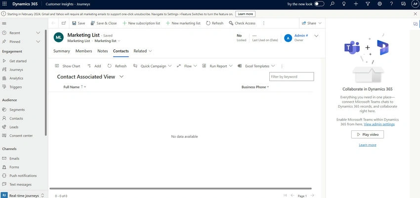 Contact associated view