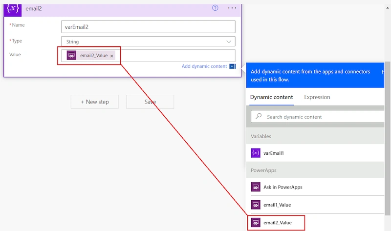 pass the parameters to Power Automate from PowerApps