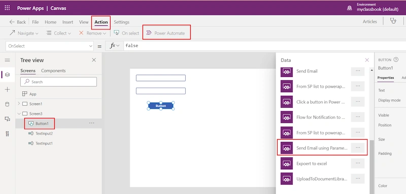 pass the parameters to Power Automate from PowerApps