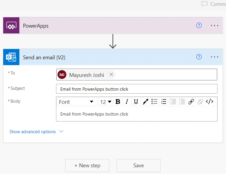 trigger a Power Automate flow from PowerApps