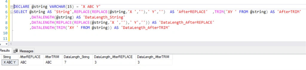 TRIM Function In SQL Server 2017