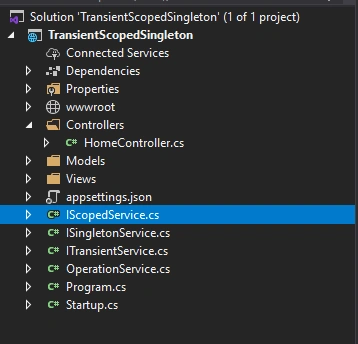Dependency Injection in ASP.NET Core,AddTransient,AddScoped,AddSingleton,Dependency Injection Lifetime