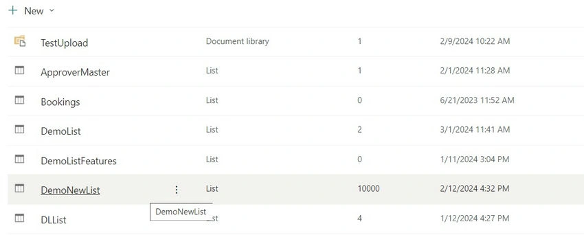 Demo new list