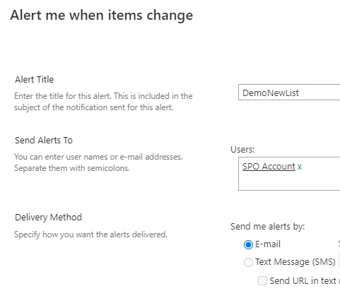 Alert settings