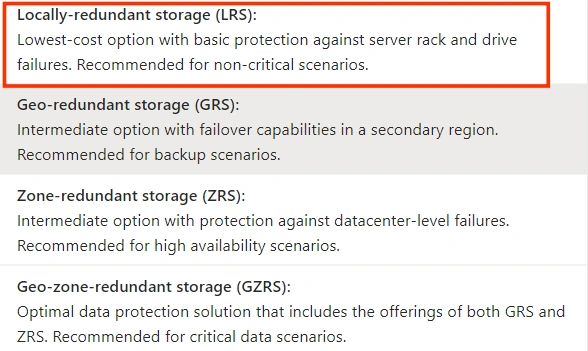 Locally redundant storage