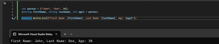 C# deconstruction Output