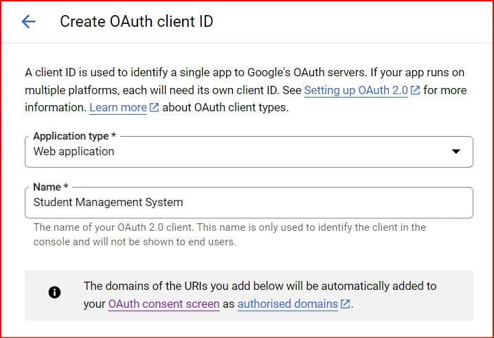 Create OAuth client ID