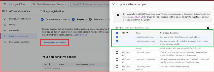 Add or Remove Scopes