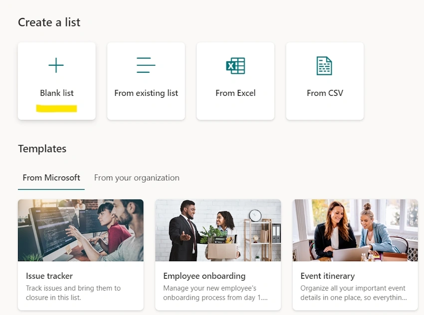 Create list
