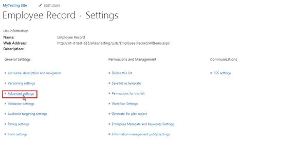 Advanced settings
