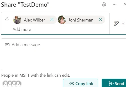 Share test demo send