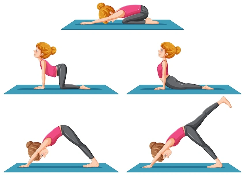 A software developer doing yoga