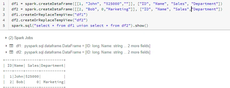 UNION In PySpark SQL