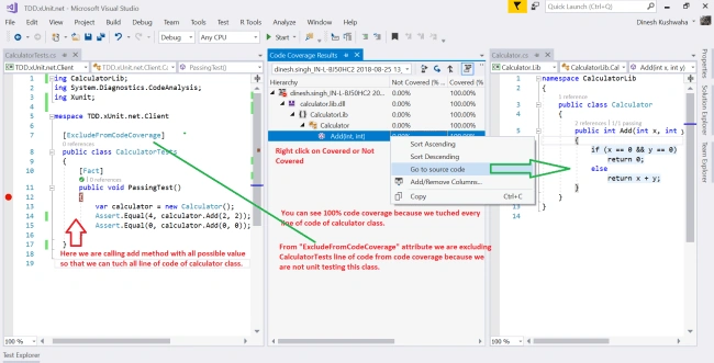Code Coverage in xUnit.net Unit Tests Projects in Visual Studio Enterprise 2017