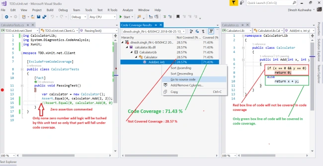 Code Coverage in xUnit.net Unit Tests Projects in Visual Studio Enterprise 2017