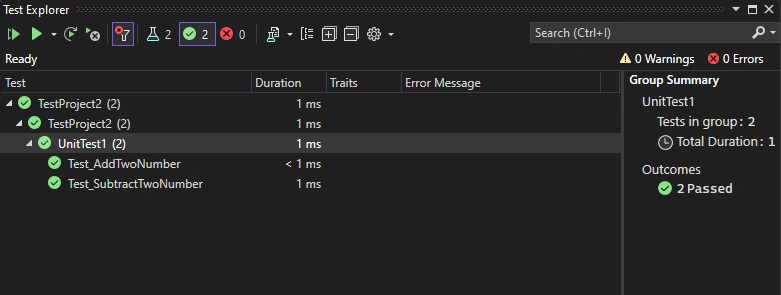 Test explorer