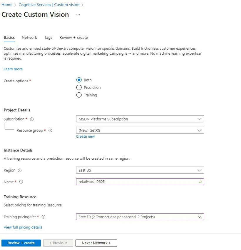 Create Custom vision