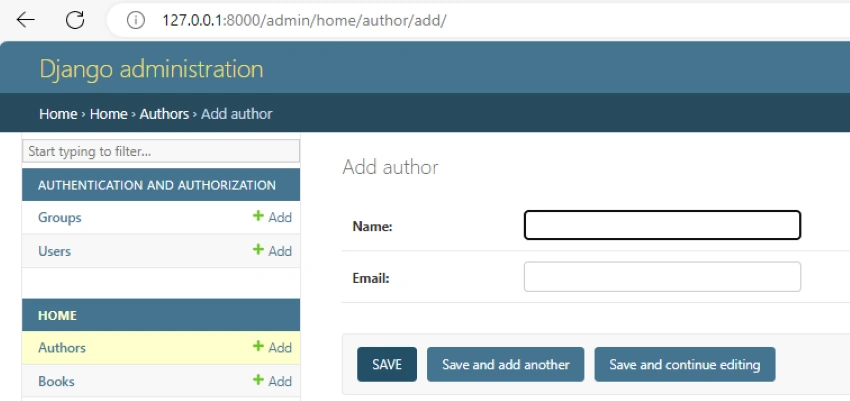 Add author in Django