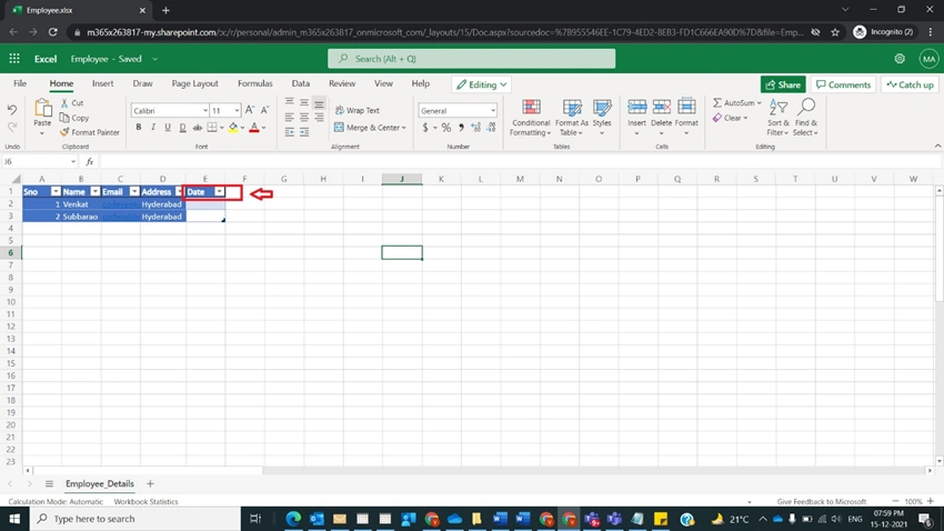 Update A row in an Excel Table Onedrive in Power Automate