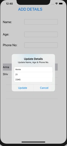 Update And Delete Operations Using Core Data Framework