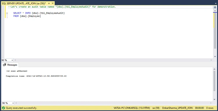 SQL Server UPDATE JOIN