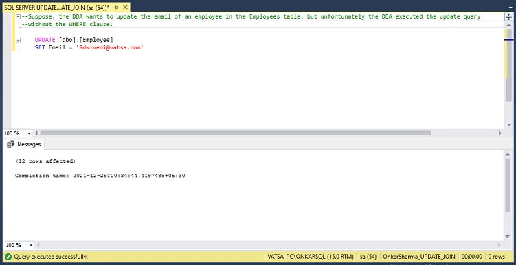 SQL Server UPDATE JOIN