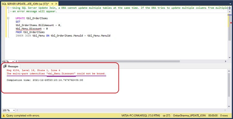SQL Server UPDATE JOIN