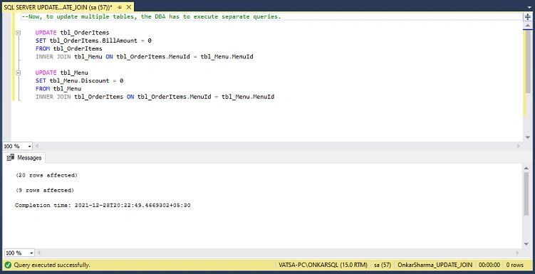 SQL Server UPDATE JOIN