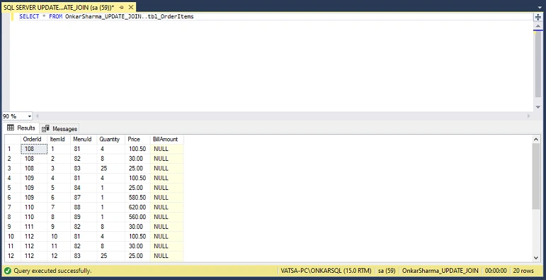 SQL Server UPDATE JOIN