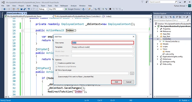 UpdateModel And TryUpdateModel In ASP.NET MVC