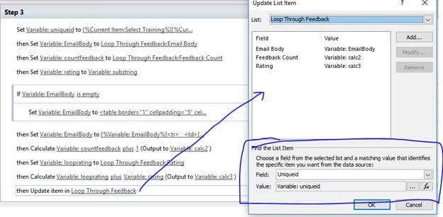 Updating Multiple Survey Feedback Using SP Designer Workflow