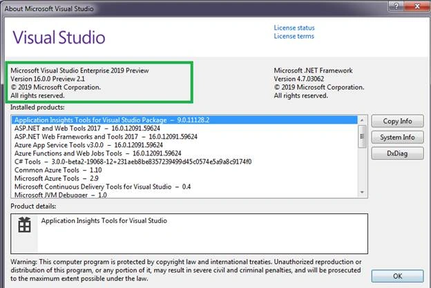 Steps For Visual Studio 2019 Preview Update Version 16.0.0 Preview 2.1