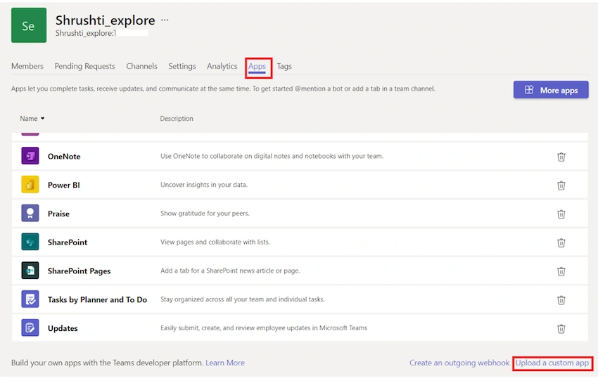 Upload apps in Teams by enabling Sideloading feature