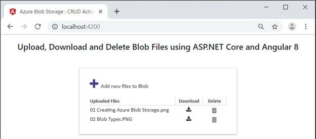 Upload, Download, And Delete Blob Files Using ASP.NET Core And Angular 8