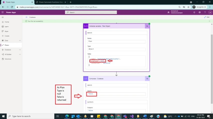 Usage of Coalesce Function in Power Automate