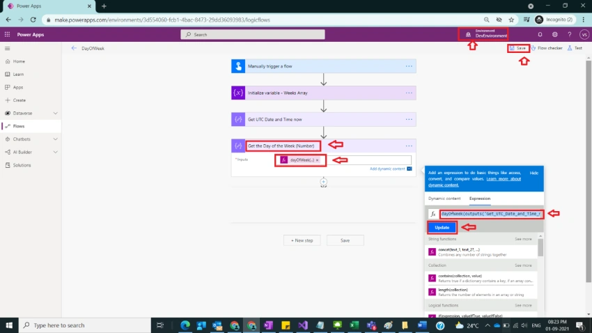 Usage of DayofWeek in Power Automate